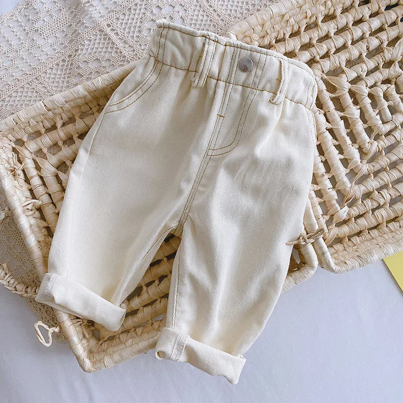 Baby elastic waist cotton pants, perfect blend of comfort and style for kids