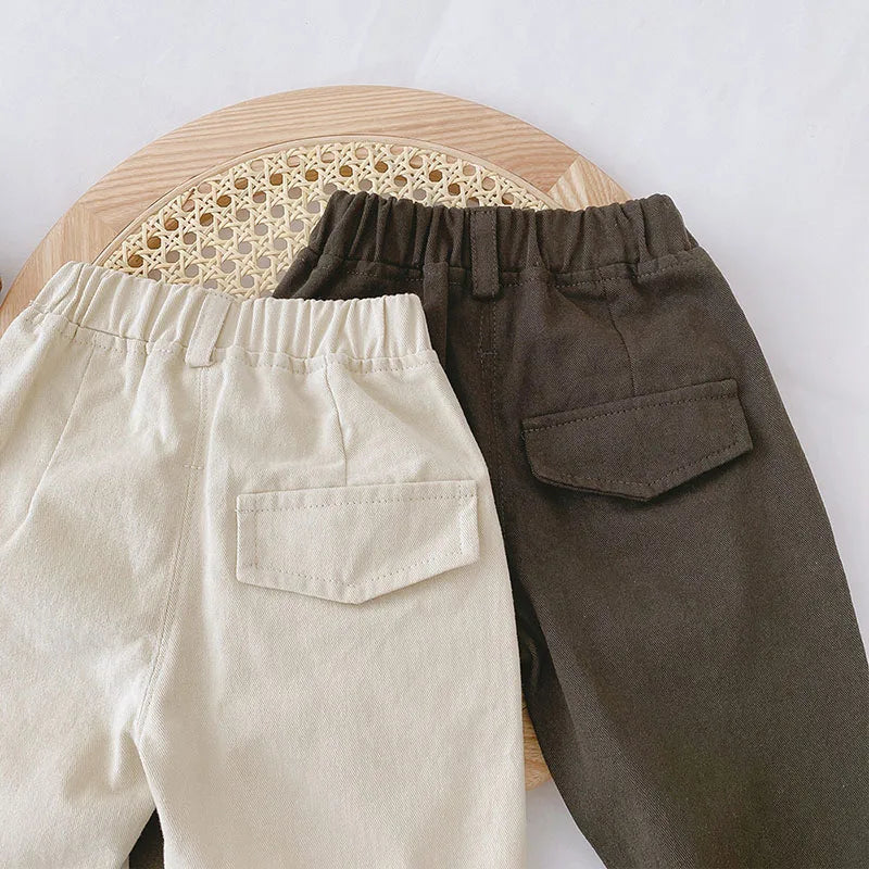 Toddler casual pants made from soft cotton, featuring an elastic waistband
