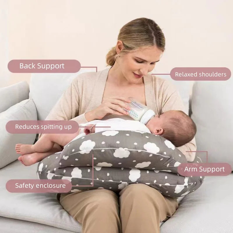 Machine washable infant feeding pillowcase, removable cover for breast and bottle feeding support