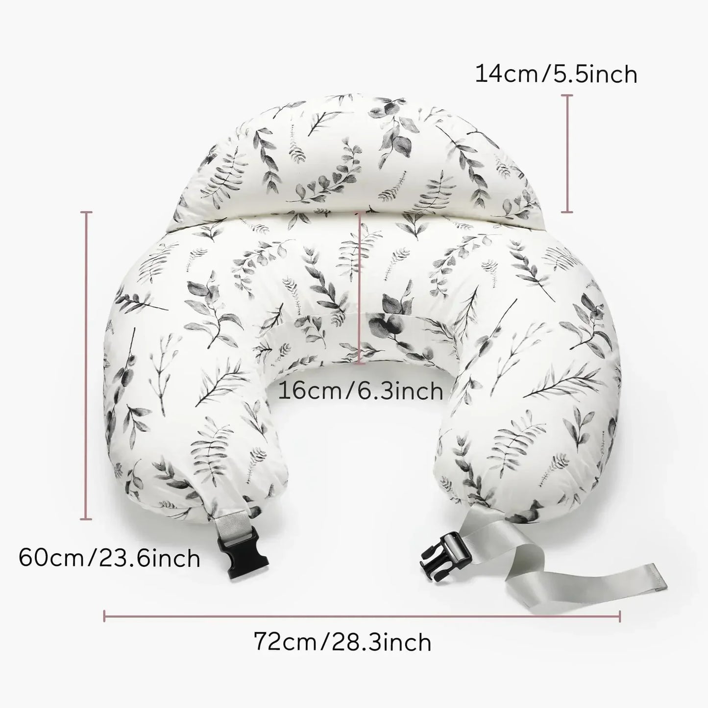 Close-up of a textured ergonomic baby nursing pillow cover, soft cotton for mom and baby comfort