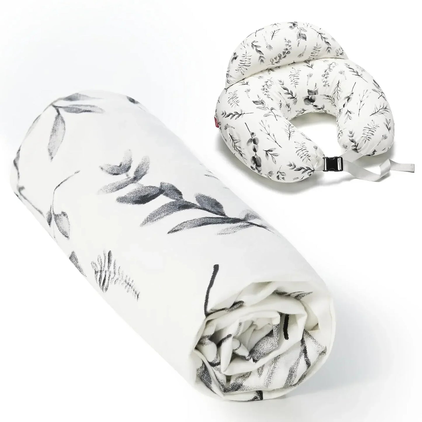Baby nursing pillow cover made from 100% soft cotton, blue and white design, easy to clean