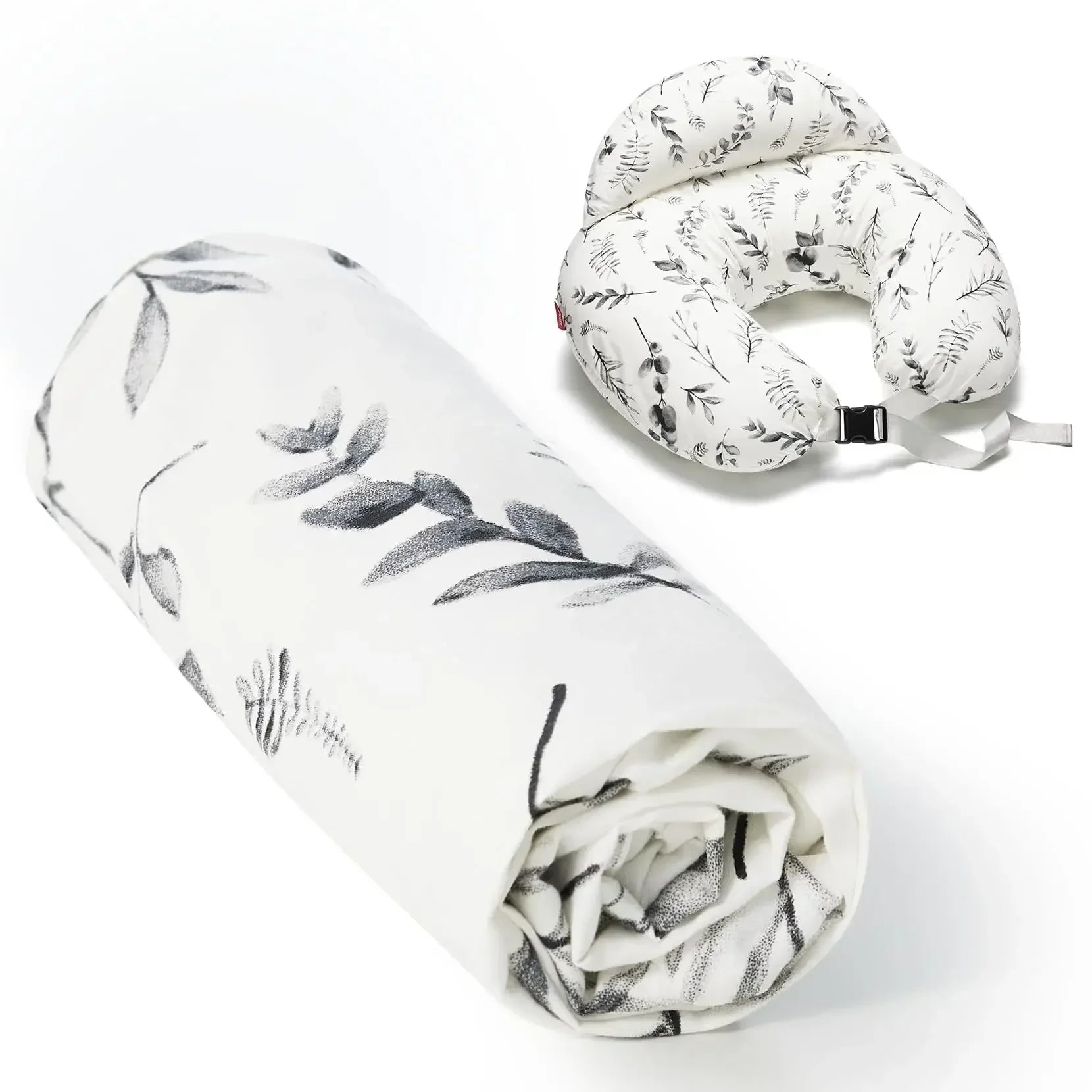 Baby nursing pillow cover made from 100% soft cotton, blue and white design, easy to clean