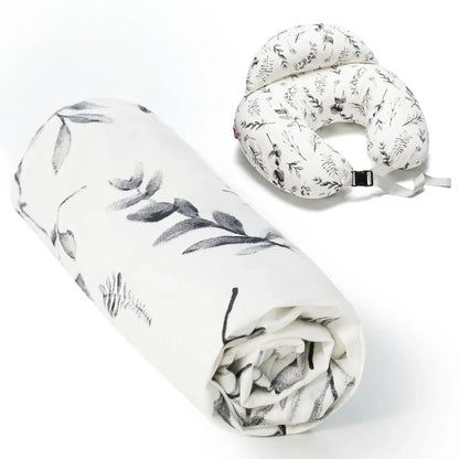 Baby nursing pillow cover made from 100% soft cotton, blue and white design, easy to clean