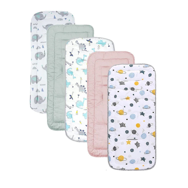 Breathable cotton infant seat liner, reversible for versatility in baby strollers