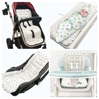 Reversible baby accessory, cotton seat liner for stroller, ensures infant's cozy ride