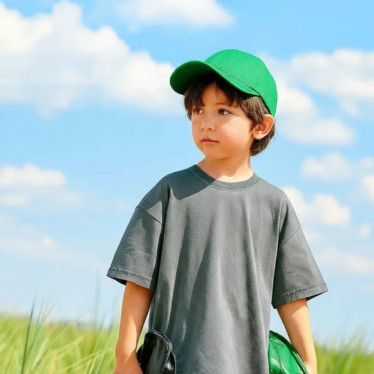 Soft cotton t-shirt for children, breathable round neck, unisex kids summer wear