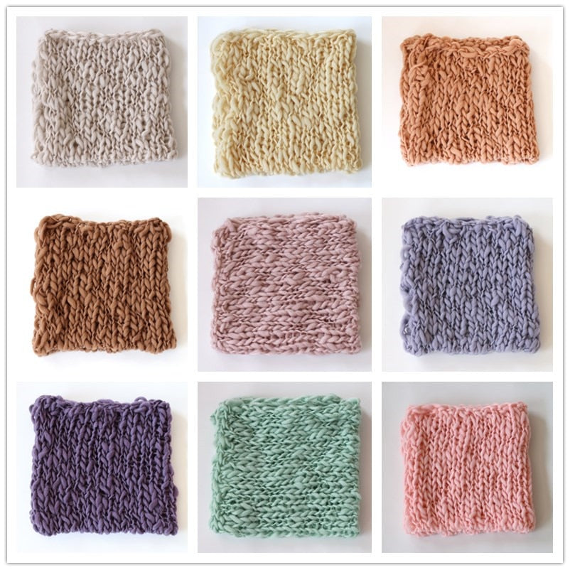 Photography prop: delicate cream crochet blanket for newborn portraits.