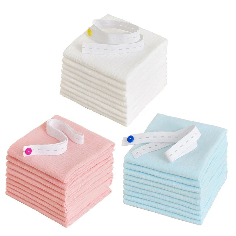 Top-down view of a reusable cotton gauze diaper, ready for newborn use