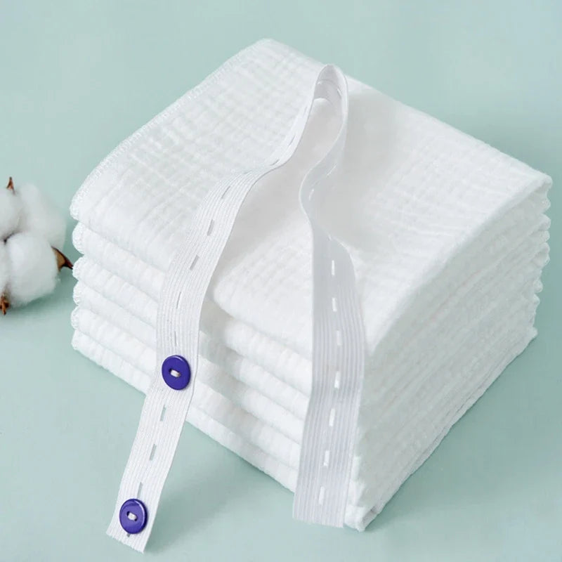 Detail shot of the absorbent layers in a reusable cotton gauze infant nappy