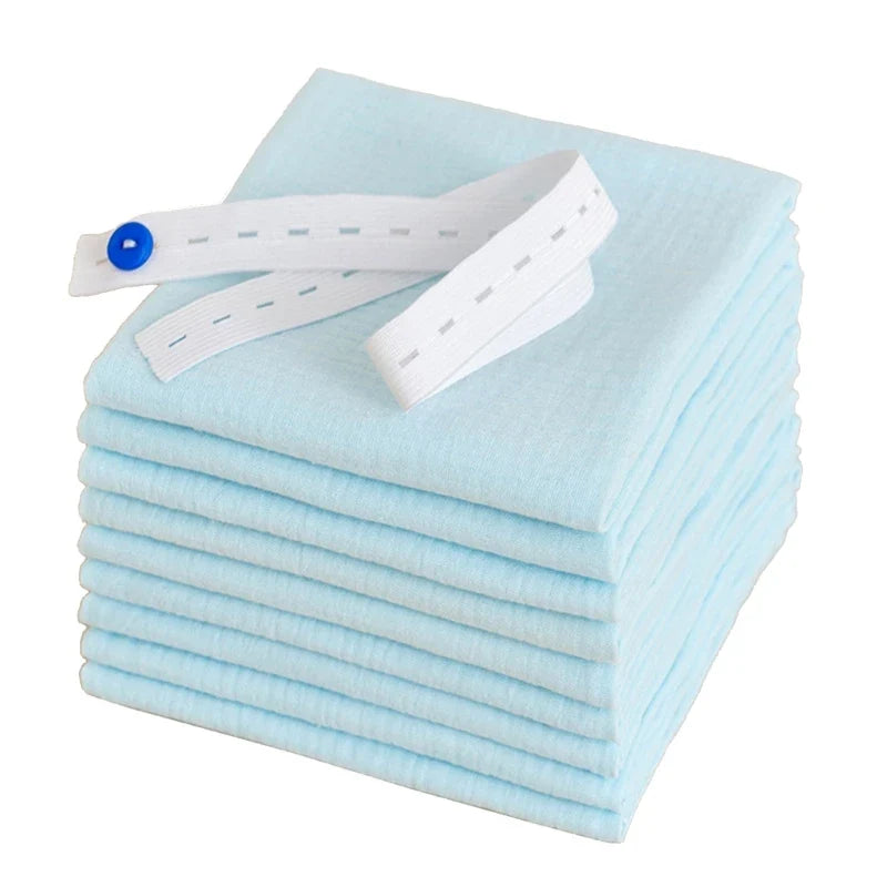 Pack of reusable cotton gauze newborn nappies, emphasizing eco-friendly baby essentials
