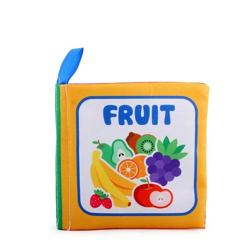Open soft book showcasing bright illustrations and crinkle sounds, engaging infant activity toy