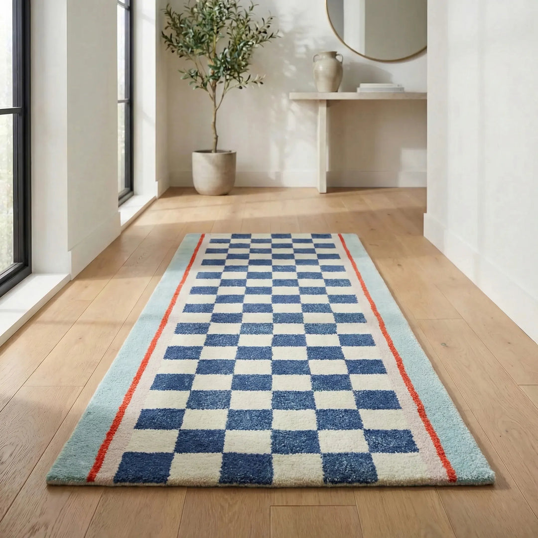 Versatile checkerboard area rug, soft and non-slip. Adds vintage charm to any home decor, suitable for multiple rooms.