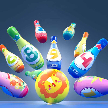 Toddler foam bowling toy featuring numbers, perfect for developing motor skills & counting.