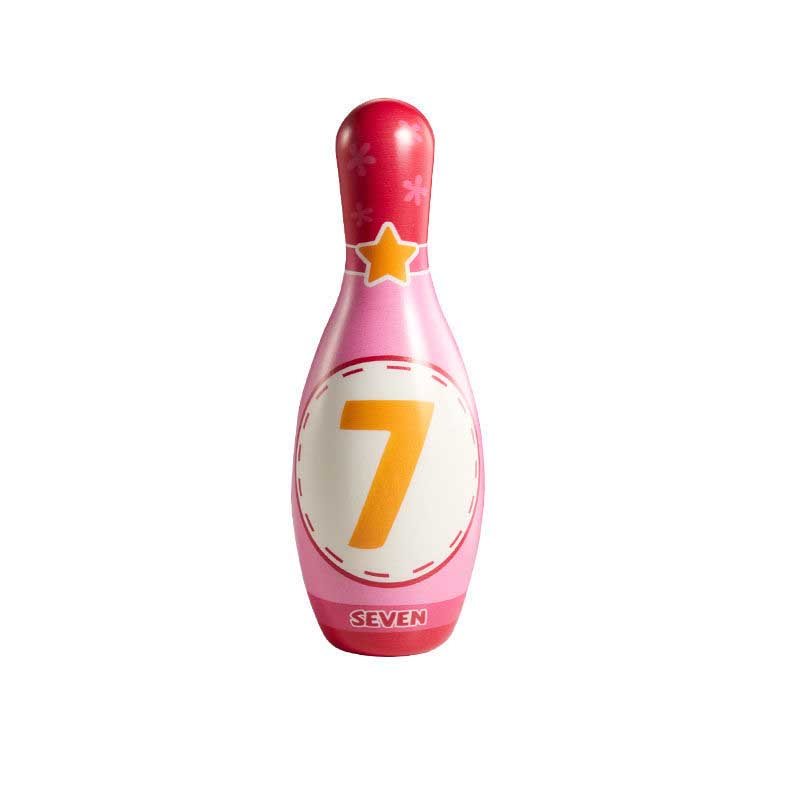 Indoor soft bowling set for children, brightly colored pins, great for learning numbers.