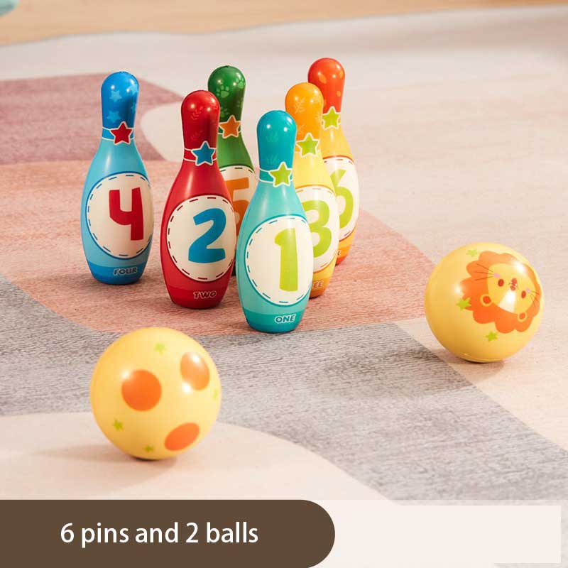 Family fun soft foam bowling game for kids, with numbered pins for engaging play & learning.