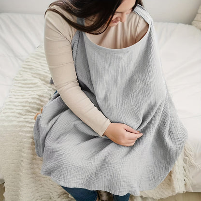 Multi-use cotton nursing shawl with adjustable design, providing privacy for feeding babies.