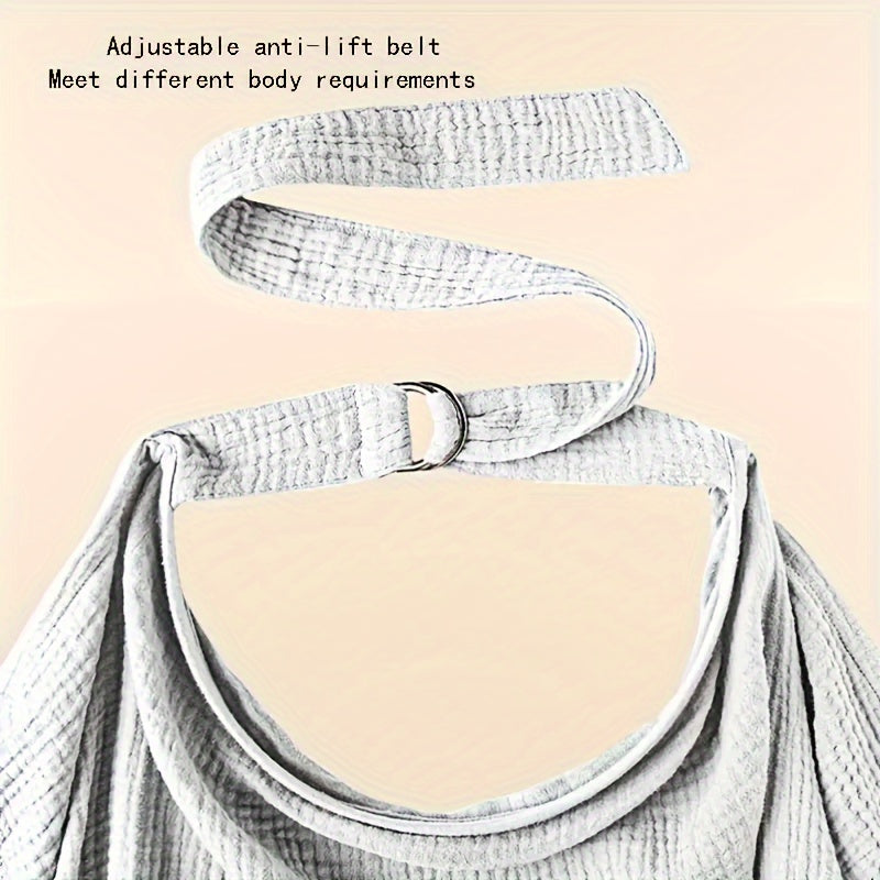 Breathable striped cotton nursing cover, offering full coverage for discreet breastfeeding.
