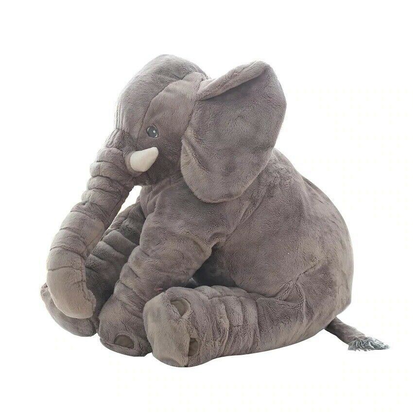 Adorable plush elephant pillow toy, a gentle cuddle buddy & playtime friend for babies and young children.