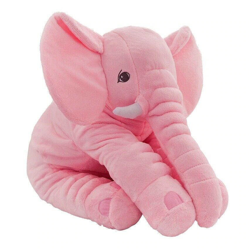 Sweet gray elephant plush toy, a soft cuddle buddy & baby pillow for kids' comfort and nursery decor.