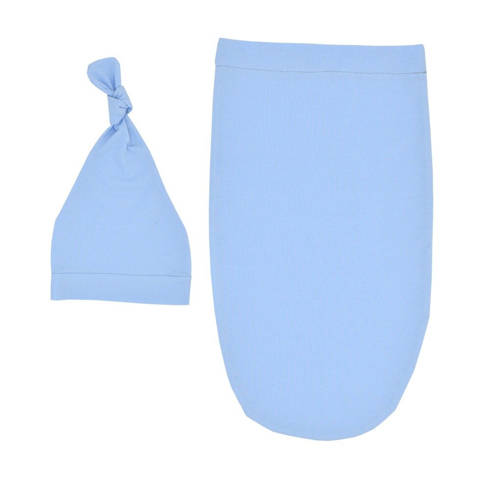 Organic cotton newborn swaddle wrap and matching hat, eco-friendly baby sleeping aid