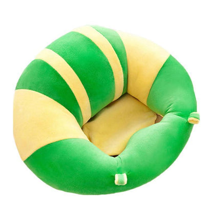 Infant learning to sit in a polyester animal-themed baby chair, excellent for developmental stages