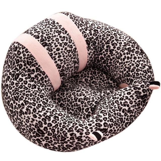 Group of animal support seats for babies, showcasing different characters like elephants and lions