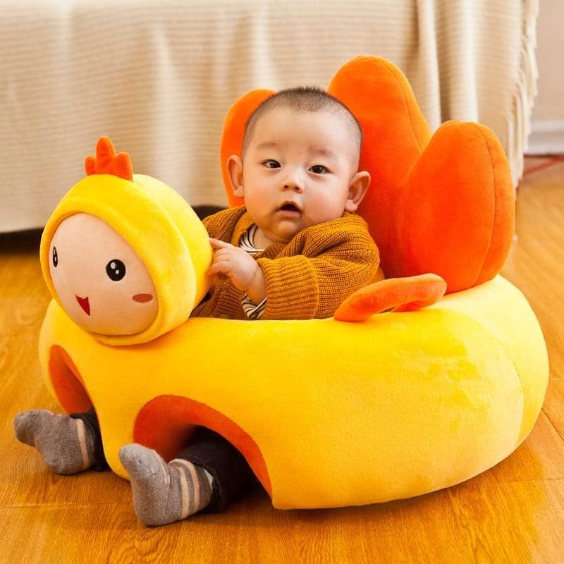 Baby's animal support seat, a plush lion-themed infant learning chair for safe sitting support