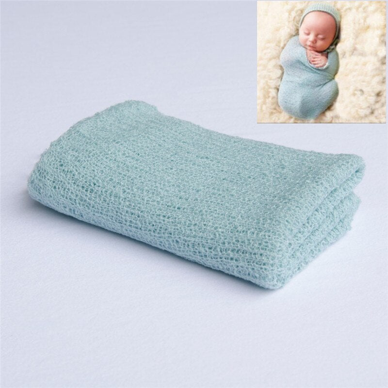 Knitted baby wrap blanket, versatile for swaddling or layering in photography