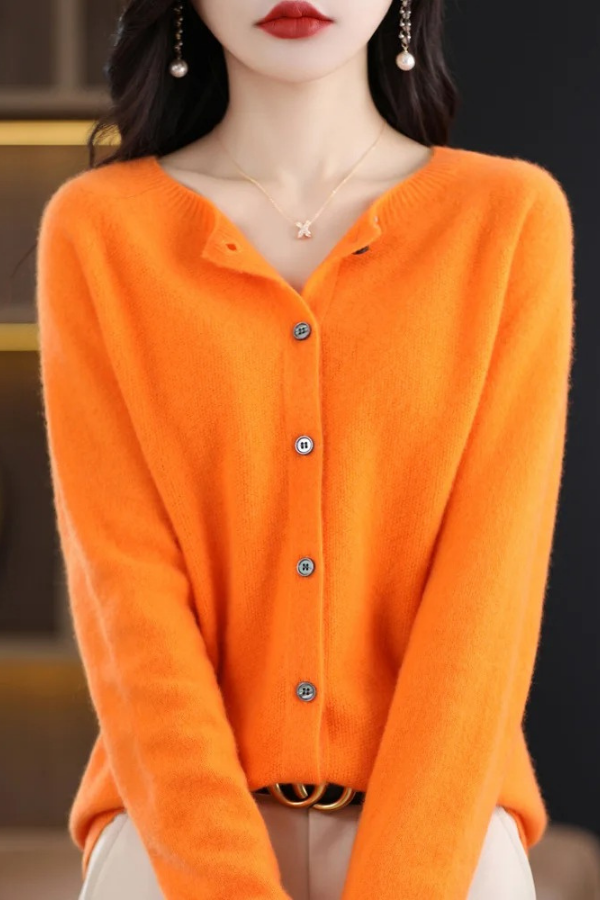 Elegant soft long women's cardigan, offering a chic and sophisticated layering piece.