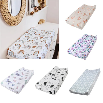 Soft minky changing pad cover in fox print, breathable & cozy for baby nursery decor