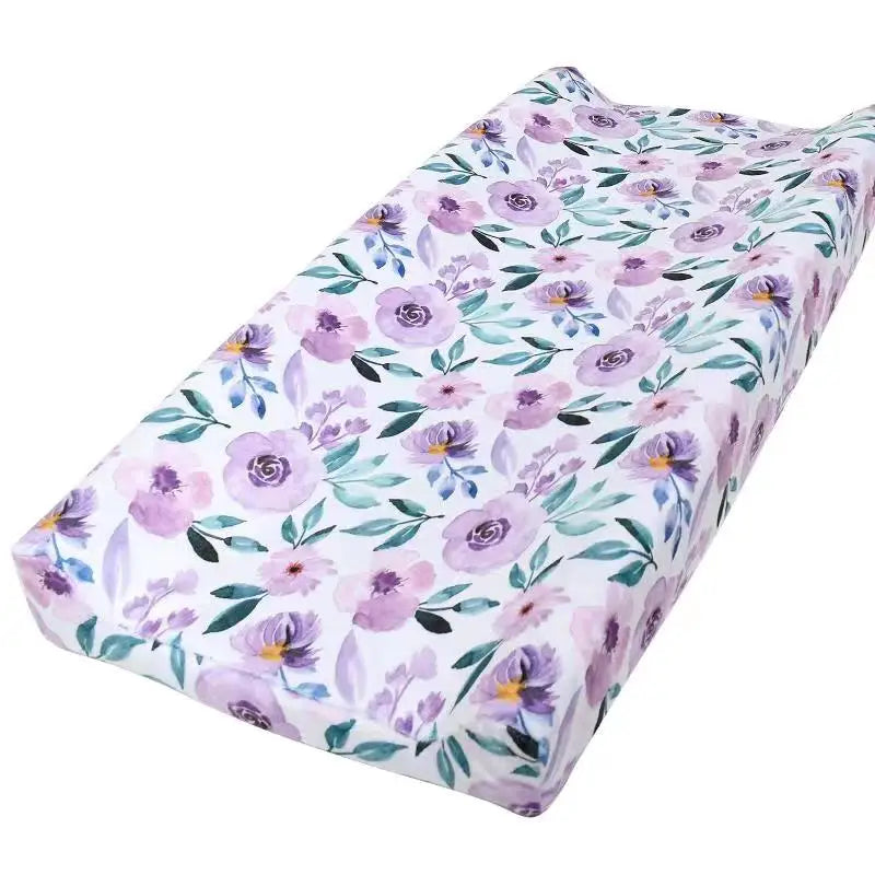 Blue minky changing pad cover with bear pattern, perfect baby shower gift & nursery essential