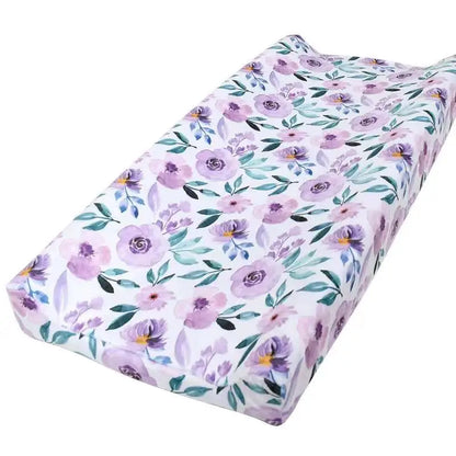 Blue minky changing pad cover with bear pattern, perfect baby shower gift & nursery essential
