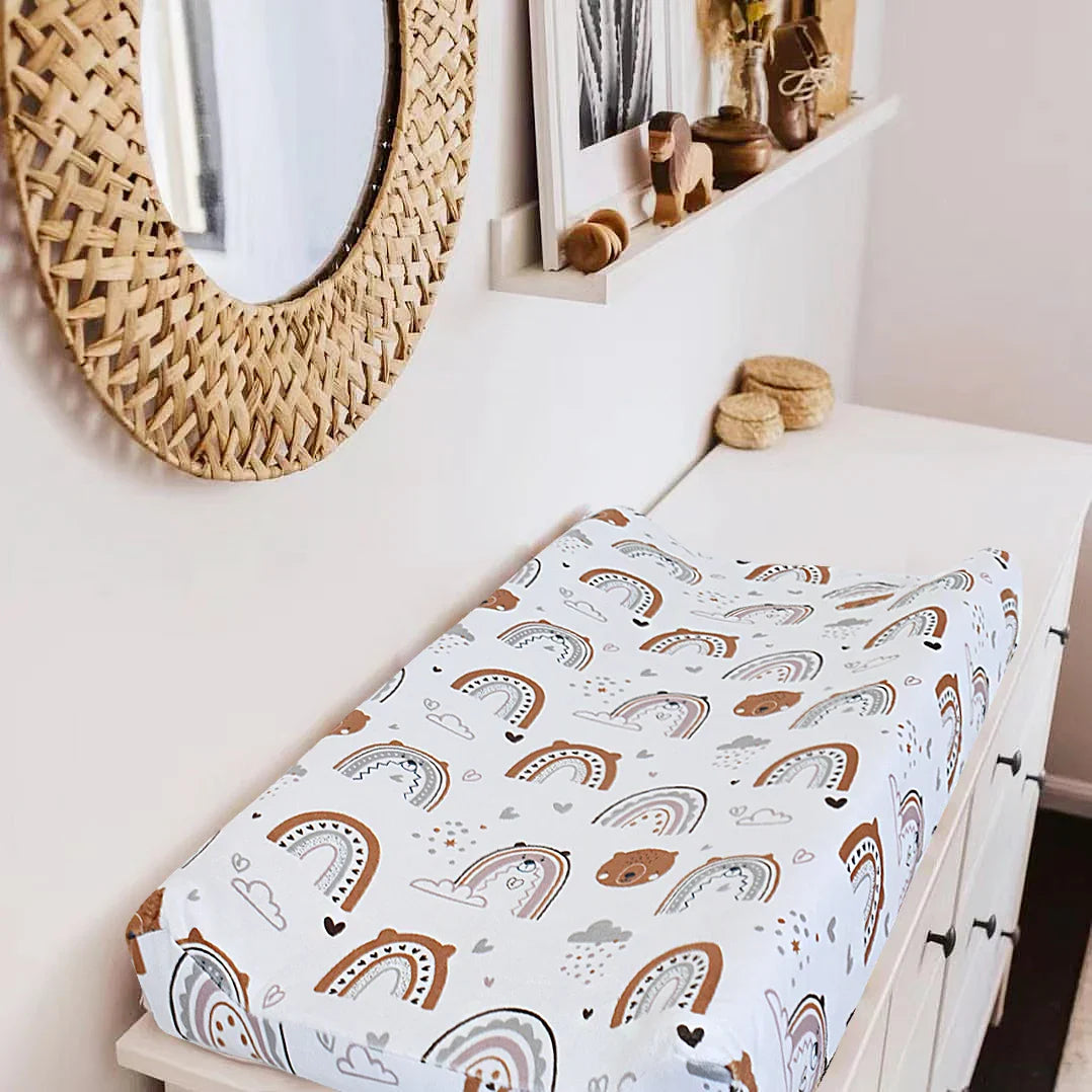 Neutral minky changing pad cover, a cozy and reusable baby accessory for any nursery theme