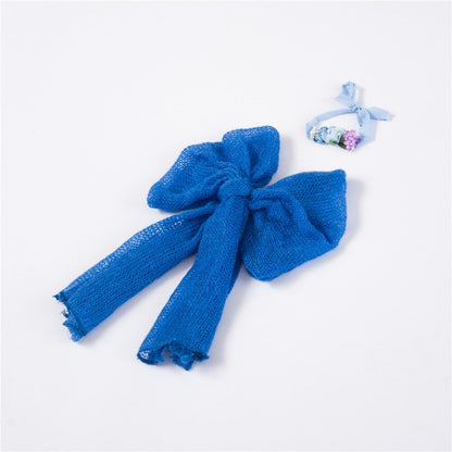 Textured knitted baby photography wrap and cute bow headband made from premium mohair wool, baby accessory.
