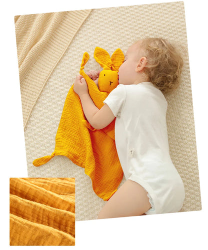 Soft muslin baby comfort towel set in neutral colors, perfect for newborn essentials and baby care.