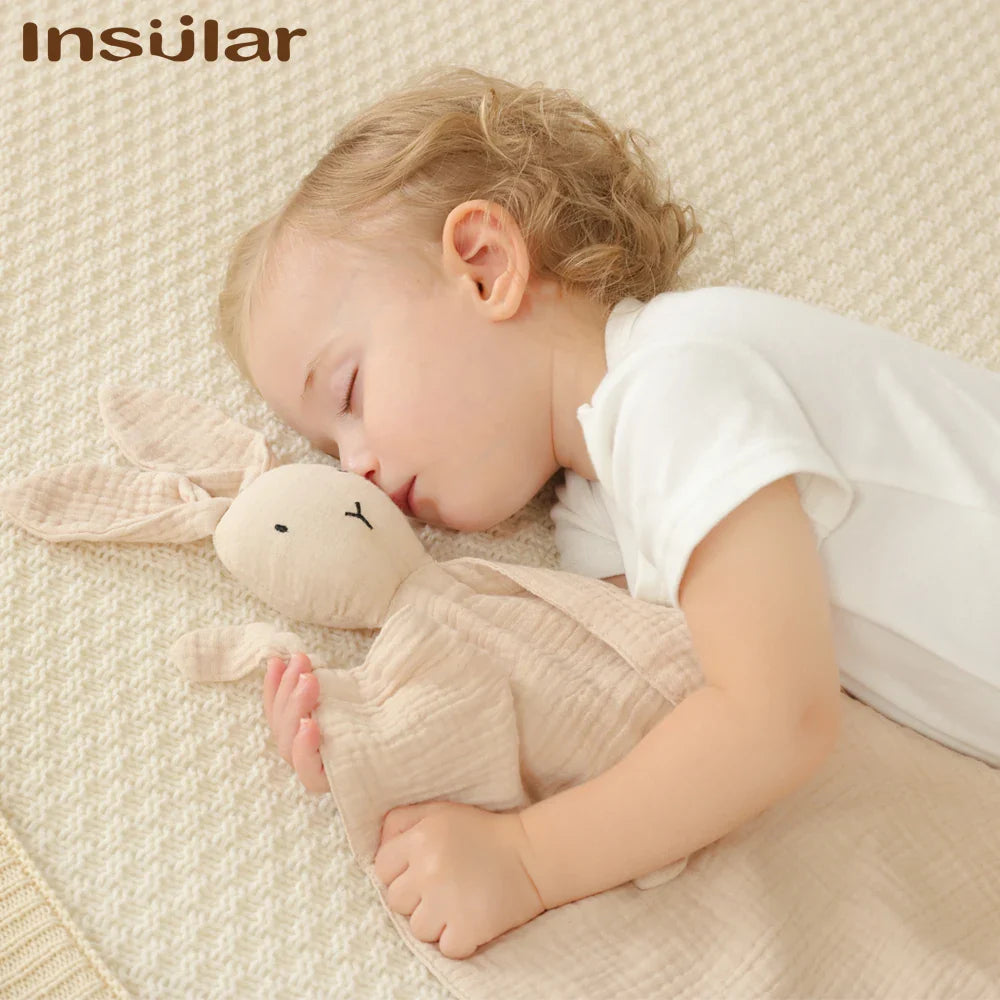 Three-piece set of comfort towels for baby, made from soft muslin, a perfect baby shower gift.