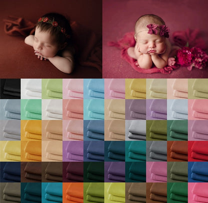 Soft newborn photography wrap & backdrop set, white, for infant photoshoot props