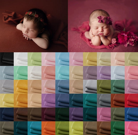 Soft newborn photography wrap & backdrop set, white, for infant photoshoot props