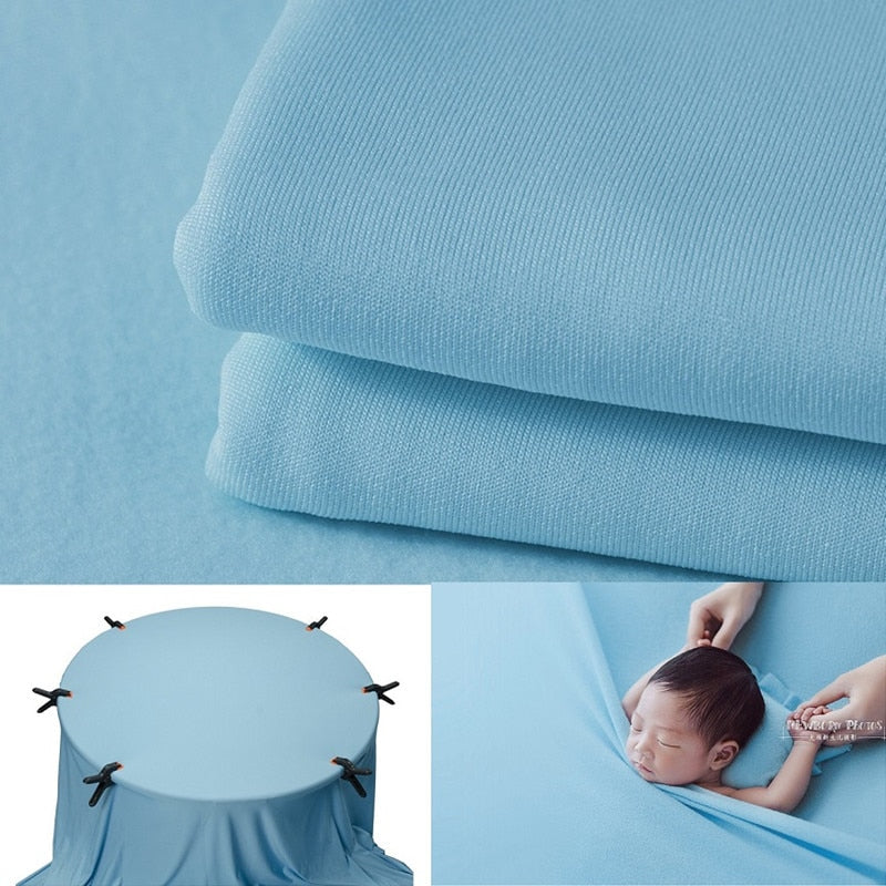 Complete newborn photography studio prop set: wrap, backdrop, and small pillow