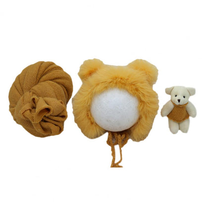 Baby shower gift: newborn swaddle blanket, hat, and doll props for capturing precious infant moments.