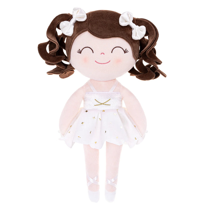 Soft children's ballerina toy with a sparkly crown and pink layered tutu, a cherished gift for kids.