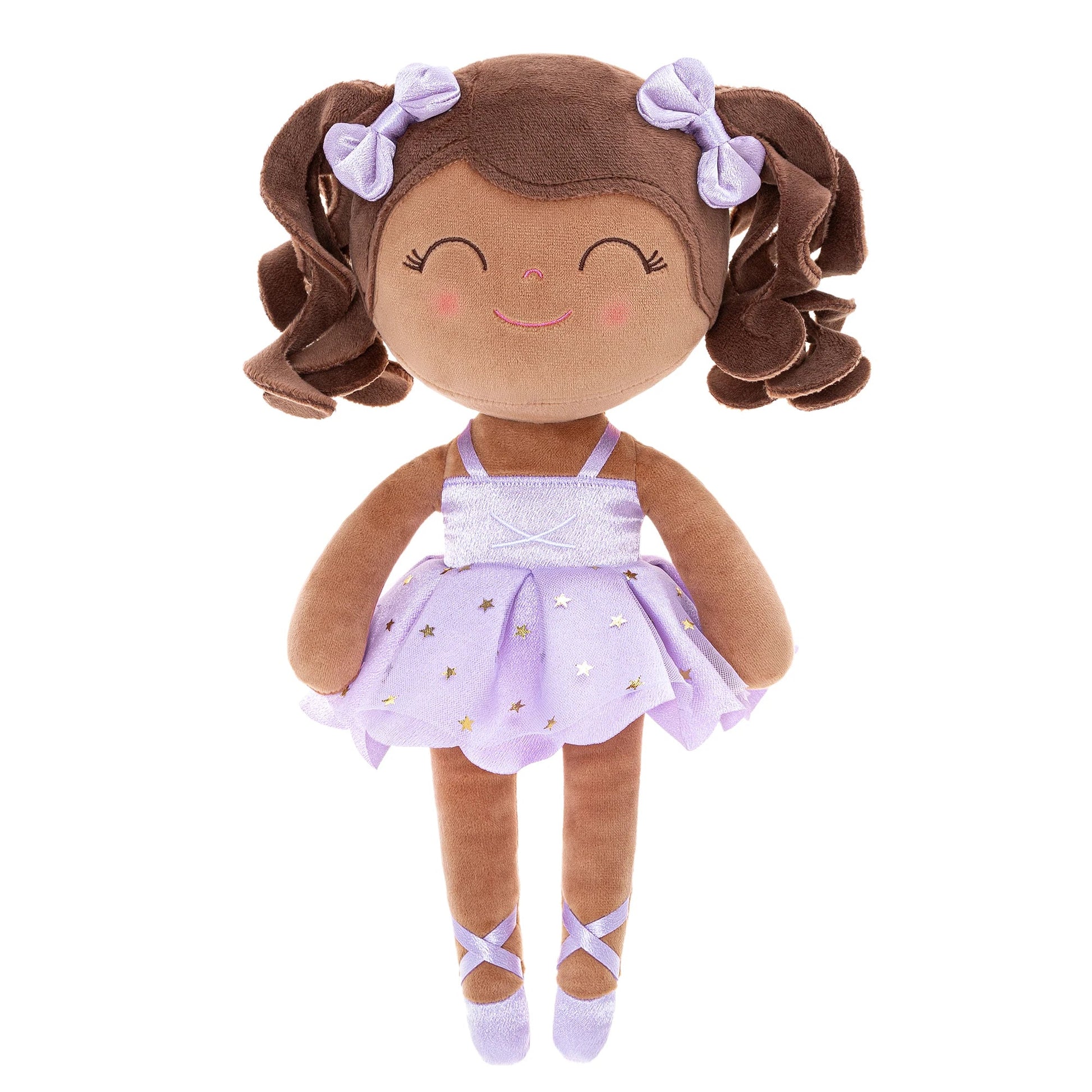 Cute ballerina cuddle toy for girls, in soft pink, complete with a tiny crown and elegant tutu.