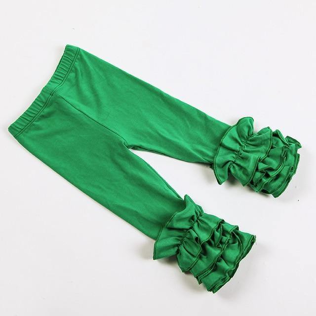Soft and durable white cotton ruffle leggings for toddlers, easy to match children's apparel