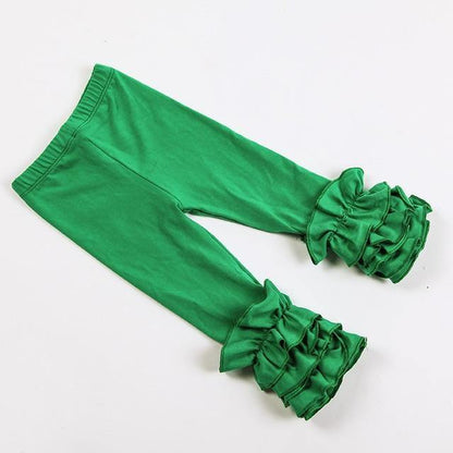 Soft and durable white cotton ruffle leggings for toddlers, easy to match children's apparel