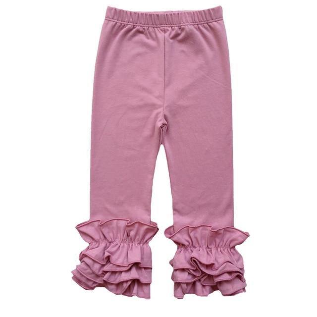 Everyday fashion: black cotton ruffle leggings for girls, a classic and comfortable choice