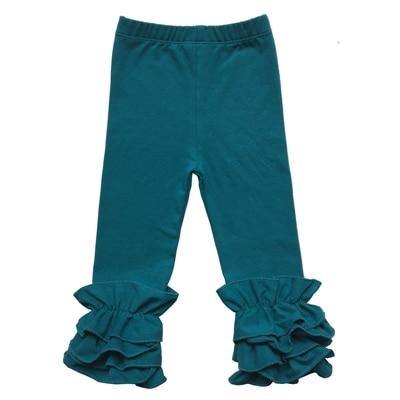Childrens apparel: vibrant yellow cotton ruffle leggings, ideal for active toddler girls