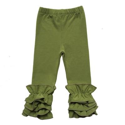 Comfortable kids wear: light blue cotton ruffle leggings for baby girls, stretchy & soft