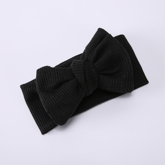 Blue elastic bow headband for baby girls, comfortable infant fashion accessory