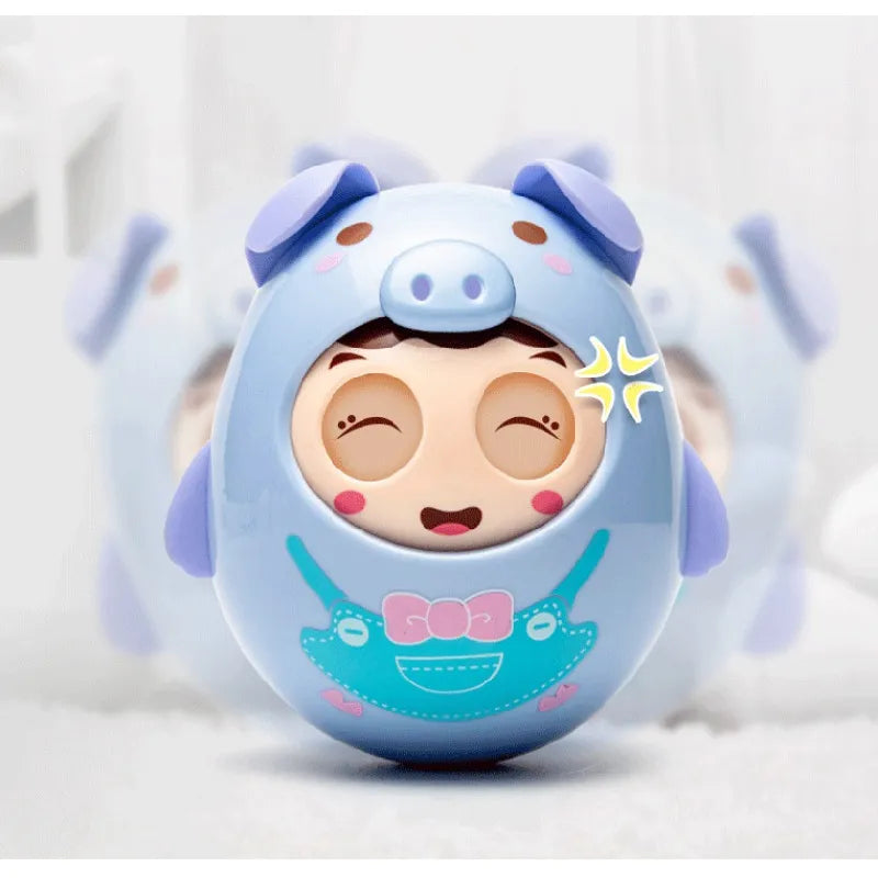 Baby pig toy, soft musical tumbler, educational and sensory play for teething infants