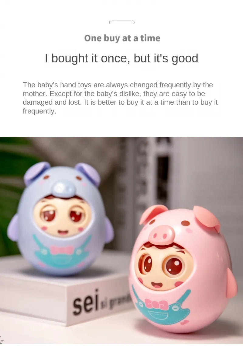 Infant soft pig tumbler toy, musical and educational, perfect for newborn sensory play